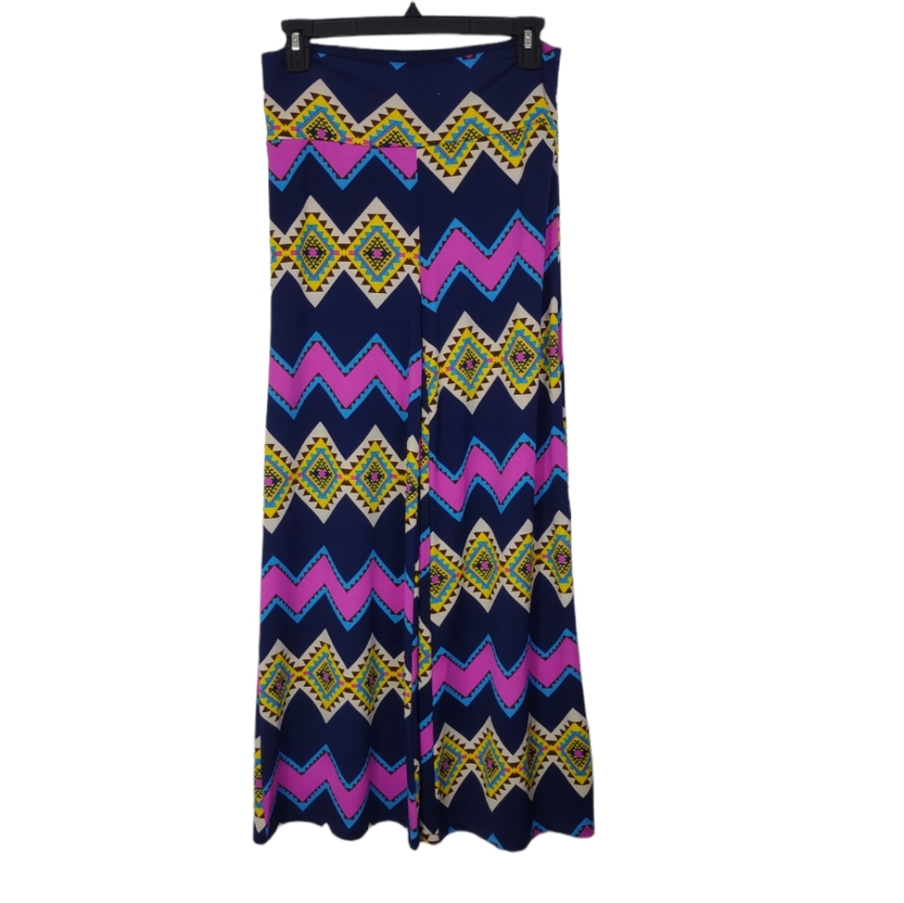 Lady's World Size Large Geometric Pattern Aztec Wide Leg Stretch Pants